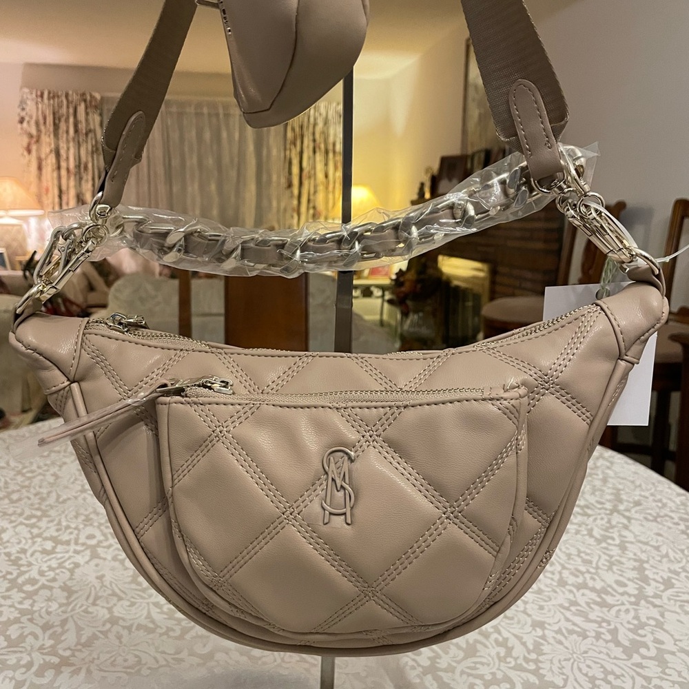 New Elegant Beige Quilted Shoulder Bag
